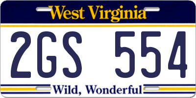 WV license plate 2GS554