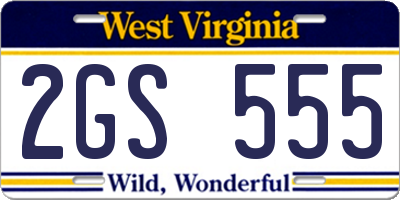 WV license plate 2GS555