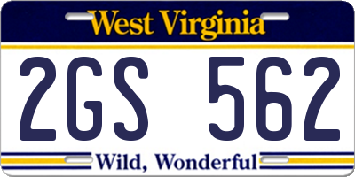 WV license plate 2GS562