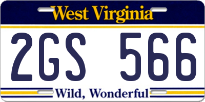 WV license plate 2GS566