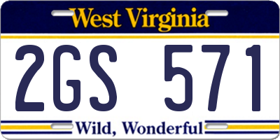 WV license plate 2GS571