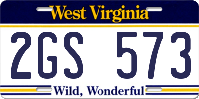 WV license plate 2GS573