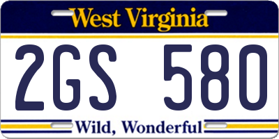 WV license plate 2GS580