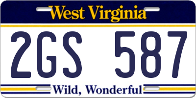 WV license plate 2GS587