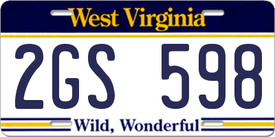 WV license plate 2GS598