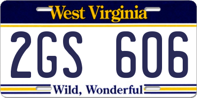 WV license plate 2GS606