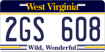 WV license plate 2GS608