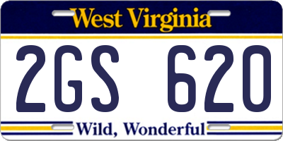 WV license plate 2GS620