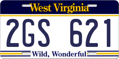 WV license plate 2GS621