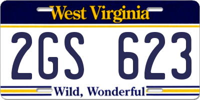 WV license plate 2GS623