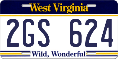 WV license plate 2GS624