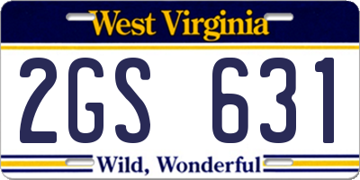 WV license plate 2GS631