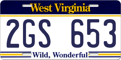 WV license plate 2GS653