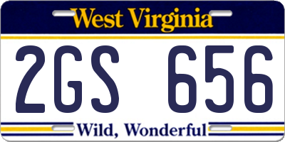 WV license plate 2GS656