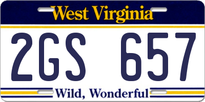 WV license plate 2GS657