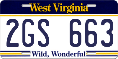 WV license plate 2GS663