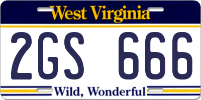 WV license plate 2GS666