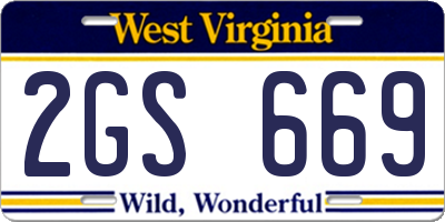 WV license plate 2GS669