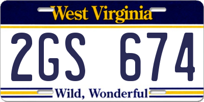 WV license plate 2GS674