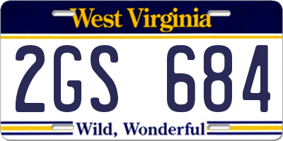 WV license plate 2GS684