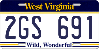 WV license plate 2GS691