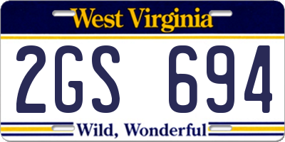 WV license plate 2GS694