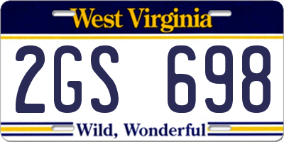 WV license plate 2GS698