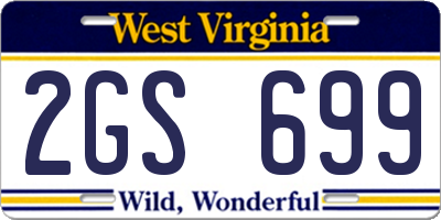 WV license plate 2GS699