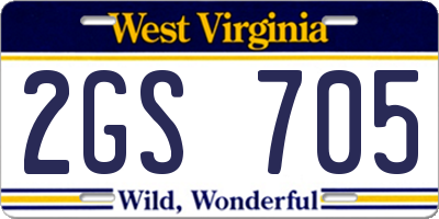 WV license plate 2GS705