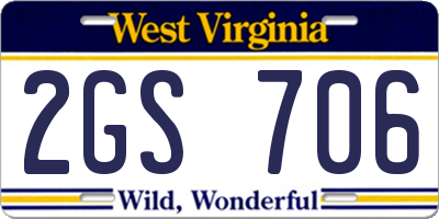 WV license plate 2GS706