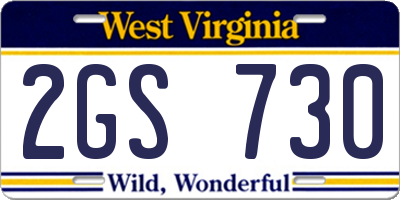 WV license plate 2GS730