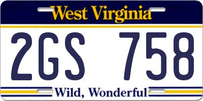 WV license plate 2GS758