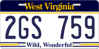 WV license plate 2GS759