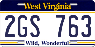 WV license plate 2GS763