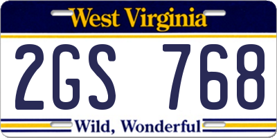 WV license plate 2GS768