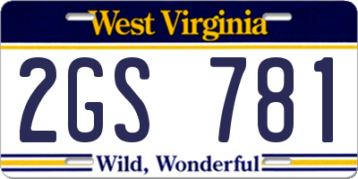 WV license plate 2GS781
