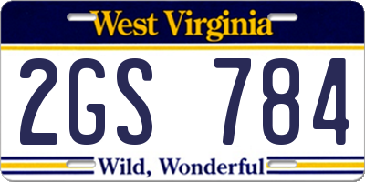 WV license plate 2GS784