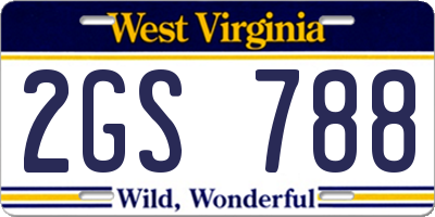 WV license plate 2GS788