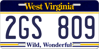 WV license plate 2GS809