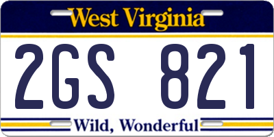 WV license plate 2GS821