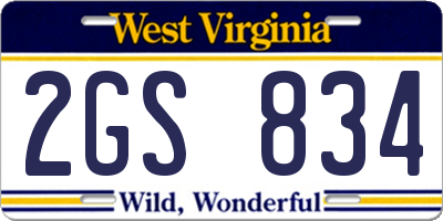 WV license plate 2GS834