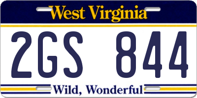 WV license plate 2GS844