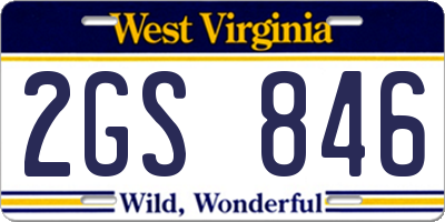 WV license plate 2GS846