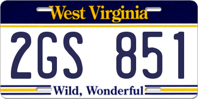 WV license plate 2GS851