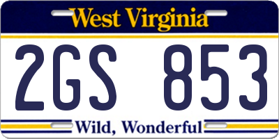 WV license plate 2GS853
