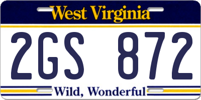 WV license plate 2GS872