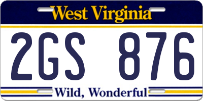 WV license plate 2GS876