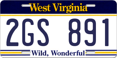 WV license plate 2GS891