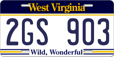 WV license plate 2GS903