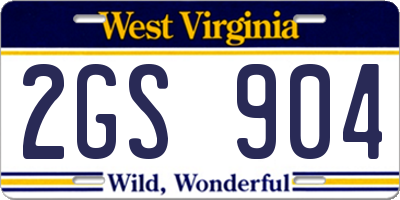 WV license plate 2GS904